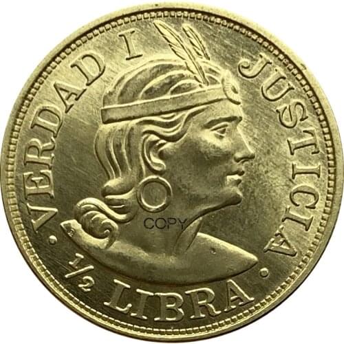Peru 1966 1/2 Libra Trade Coinage Metal Brass Gold Coin China Carved Casting Souvenir Collectible Replica Copy Coins
