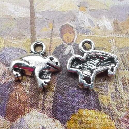 20PCS/Lot 13mm*13mm Pendant Antique Silver Color Frog Charms For DIY Jewelry Making Handmade Craft