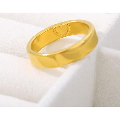 Heart-shaped Carving Simple Round Rings For Women Rose Gold Cute Jewelry Couple wedding Engagement Best Gifts