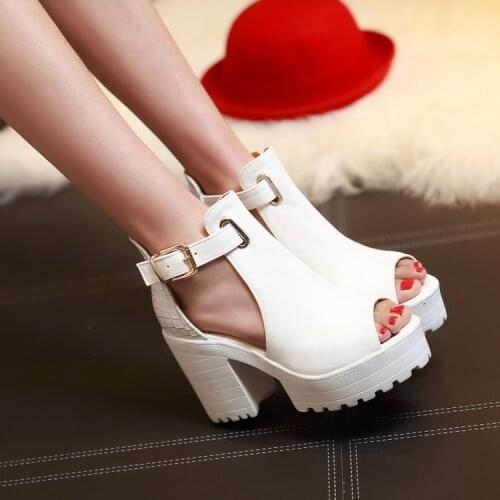 Big Size Summer Sandals Women 2017 Platform Female Thick Heel High Heels Peep Toe Sandals Shoes Women Sandalias Plataforma 9933