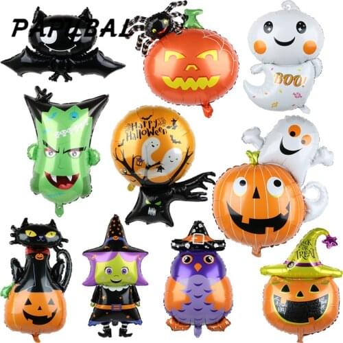 Happy Halloween Pumpkin Ghost Spider Bat Skull Shape Foil Balloons for Halloween Party Favor Helium Globos Decoration Supplies