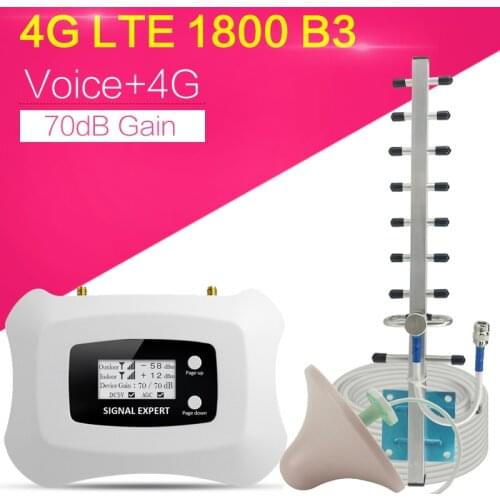 4G Internet Signal Booster 70dB Gain 2G Voice Cellular Repeater LTE 1800MHz 4G Cellular Signal Repeater Mobile Signal Amplifier
