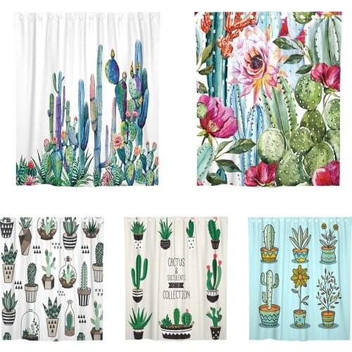 3D Cactus Print Shower Curtain Polyester Bathroom Cover Curtains With 12 Hooks Support Dropshipping