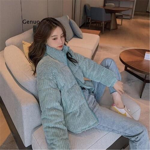 Winter Cotton Corduroy Coat Women Winter Thicken Warm Short Jacket Female High Quality Warm Outwear Women Parkas