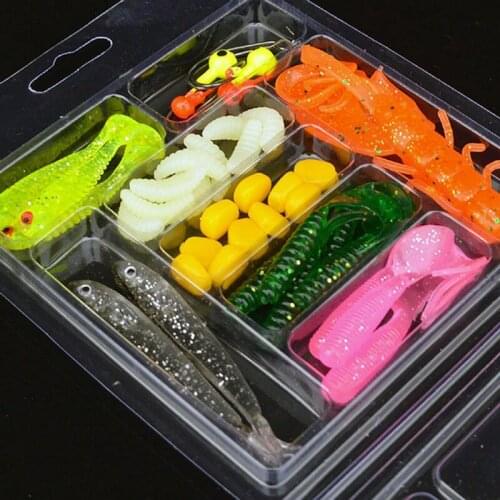 1/set Fishing Bait Soft Lure Belly Chest Simulation Maggots Soft Worm Lure Lure Set Head Jig Hooks Fishing Baits Set Tackle