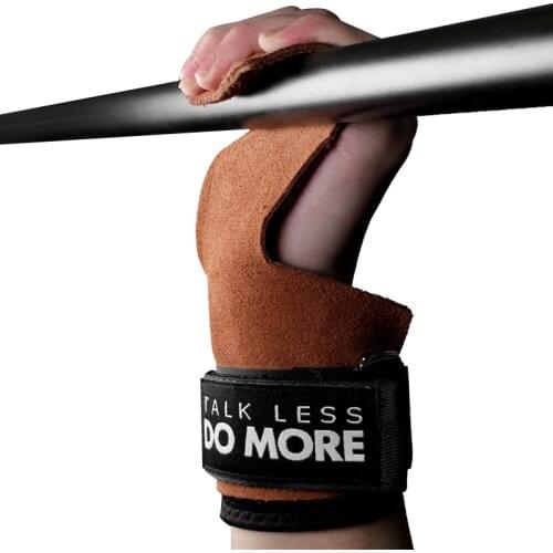 1Pair Cowhide Hand Grips Gymnastics Gloves Grips Anti-Skid Weight Lifting Gloves Wrist Wrap Gym Crossfit Trainining Equipment
