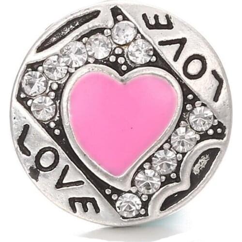 10pcs/lot wholesale new fashion 18-20mm love snap button with colorful enamel snap jewelry fit snap bracelets necklace