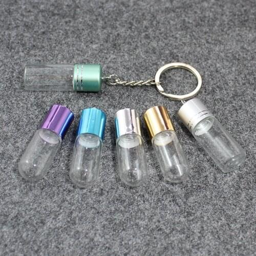 2PCS 35x15MM/45 Glass Bottle Key ring Pendant Perfume Dispensing Small Bottle Keychain Friend Gift For Her