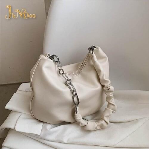 2021 Summer Fashion Simple Shoulder Purses Ladies Designer Chain Handbags Soft Solid Color PU Leather Crossbody Bags for Women