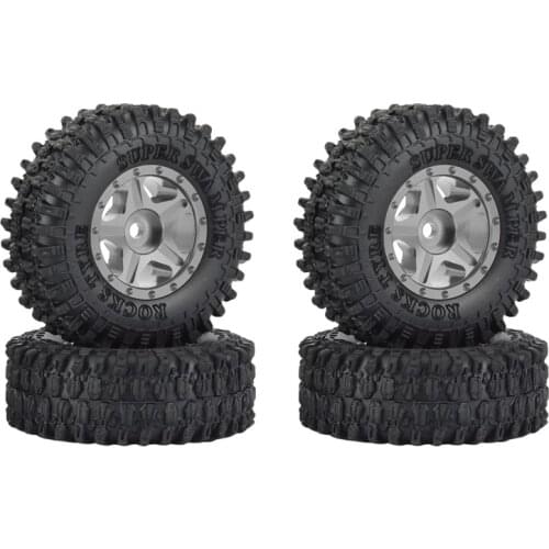 4PCS 51x18mm 1.0Inch Beadlock Wheel Rims Tires Set for 1/24 RC Crawler Car Axial SCX24 90081 AXI00001 AXI00002 Parts