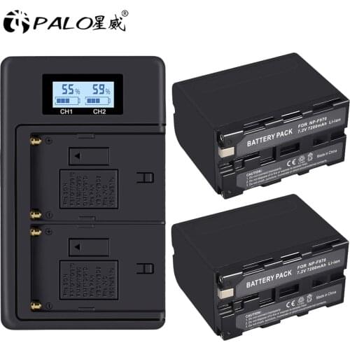 7.2V 7200mAh NP-F960 NP-F970 NP F960 F970 F950 Battery+LCD Dual USB Charger For Sony PLM-100 CCD-TRV35 MVC-FD91 MC1500C L10