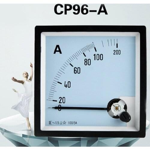 AC Ammeter Mechanical Pointer Type Current Meter Connected to the Transformer CP96-A/SF-96 100/5A