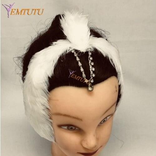 White Swan Feather Ballet Headpieces Swan Lake Hand Made Professional Ballet Headband Custom Made Ballet Head Dress Head Wear