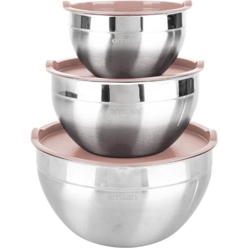 Emsan Demre Stainless Steel 3-Piece Storage Box Made in Turkey