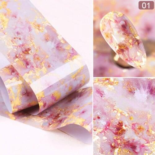 Nail Transfer Foil Nail Foils Transfer Rolls Marble Series Pink Blue Foils Paper Nail Art Transfer Nailsticker For Manicure