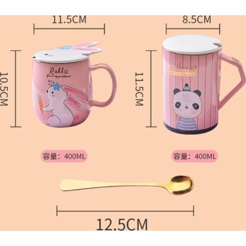 Ceramic Mug With Lid Spoon Trend Couple Drinking Cup Household Coffee Cup Mens and Womens Tea Cup cute coffee mugs and cups