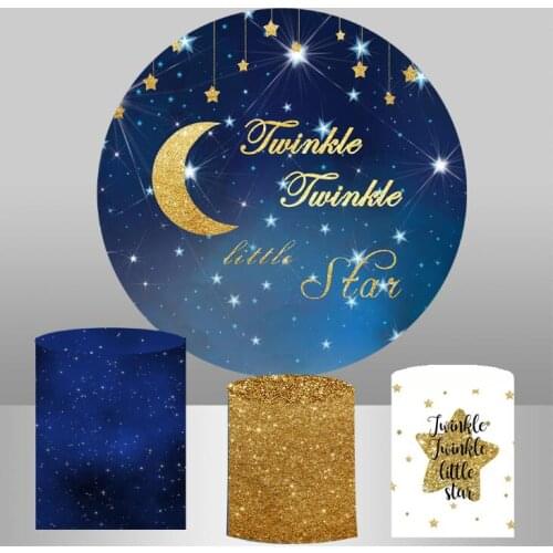 Round circle background birthday baby shower table party decor twinkle twinkle little star backdrop 3 cylinder plinths YY-308