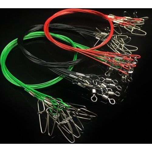 5Pcs/lot Max Drag 67KG Steel Wire Leader Line With Swivel Fishing Connector 50CM Fishing Line Sink FIshing Rope