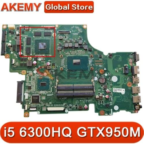 Akemy DA0ZRYMB8G0 for ACER V15 V5-591 V5-591G T5000 Laptop motherboard CPU i5 6300HQ GTX950M DDR4 Test OK Mainboard
