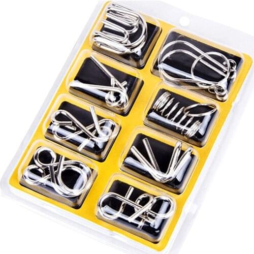 Metal puzzle Ring Solution Kids Toy IQ Game For Child Adult Brain Teaser Series Of Nine Ring Solution Early Educational Toys