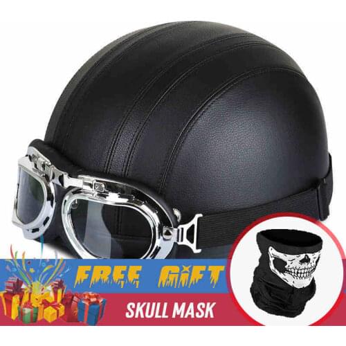 Motorcycle Leather Helmet motorbike Riding vintage Cruiser Touring Half Helmets Moto bicycle Scooter biker Helmet