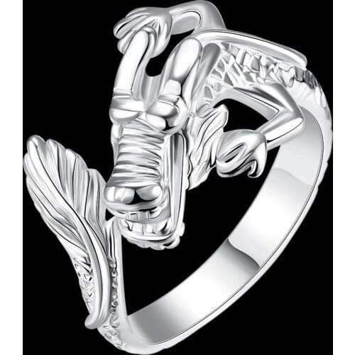 Classic Mens Ring 925 Sterling Silver Domineering Dragon ring Fashion Party Christmas Gifts high quality noble fine Jewelry