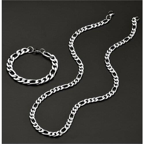 Karamaz Steel Male Bracelet And Necklace Chain Set Jewelry Shop to Figaro-1 Fashion, Quality Neck, Wrist Accessory