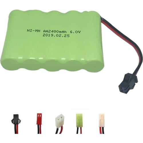 6V 2400mAh Ni-MH Rechargeable AA Battery with SM 2P Plug for RC Car and Other Similar Remote Control Toys 6 V nimh battery