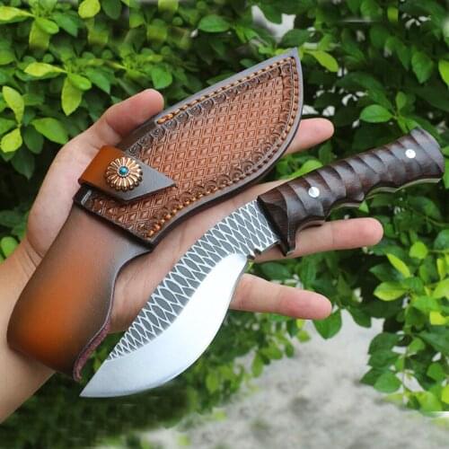 Hunting knife outdoor camping tool high hardness 9cr18mov steel blade red sandalwood handle Free shipping Fixed Blade Knife
