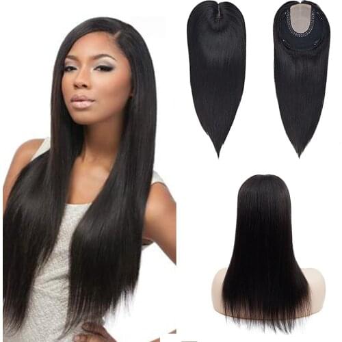 Toysww Real Virgin Human Hair Toppers Wig for Women 12"-20" Hairline Silk top base 6x6.5" Toupee Hair Piece With Clips 70g-120g