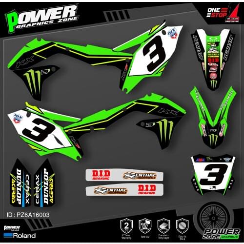 PowerZone Custom Team Graphics Decals Stickers Kit For Kawasaki Decal 2016 2017 2018 KXF 450 003