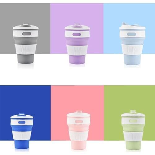 Camping Water Cup 301-400Ml Portable Travel Telescopic Mouthwash Cup Silicone Water Coffee Cup