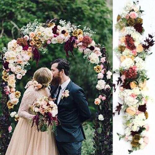 3M x 25cm artificial flower strip Wedding Pavillion Flowers strips arch flower backdrop Wedding Props