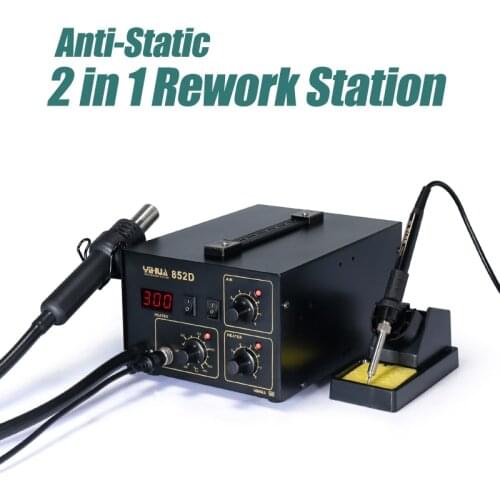 Popular Diaphragm Pump Hot Air Soldering Station YIHUA 852D LED Display Soldering Iron Station 2 In 1 Functions