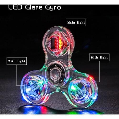 Allure Fidget Spinner Hand Top Spinners Glow In Dark Light Figet Spiner Finger Light LED Flash Transparent Decompression Toys E
