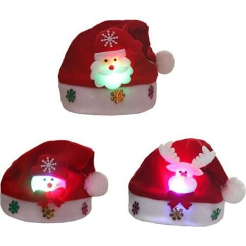 Christmas Hats Kids And Adult LED Christmas Hat Santa Hats Christmas Decorations For Home New Year Xmas Gifts Party Supplies