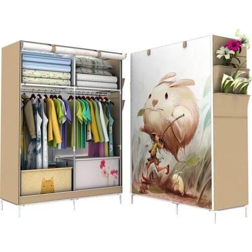 3D Pattern Design Large Capacity Wardrobe Non-woven Folding Cloth Wardrobe Reinforcement Combination Home Panoramic Wardrobe