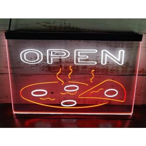 SS056 OPEN Pizza Display Cafe NEW Dual Color LED Neon Sign