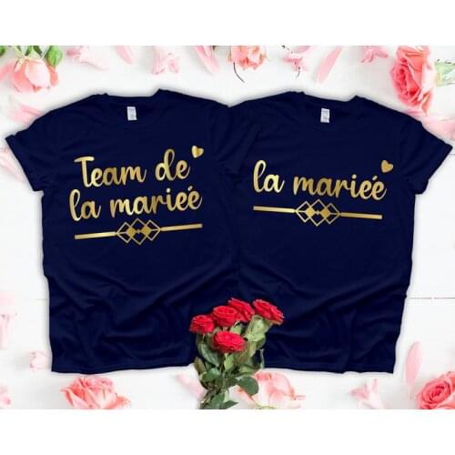 Team de la mariee Bridesmaid tees Bridal Shower Private custom Short Sleeve Top Tee Harajuku 100%Cotton Women Tshirts O Neck y2k