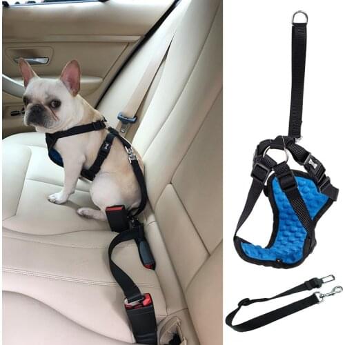 Comfortable Pet Harness Dog Car Seat Belt Leash A Dog In The Car Explosion-proof Dog Harness Set Pet travel dog supplies