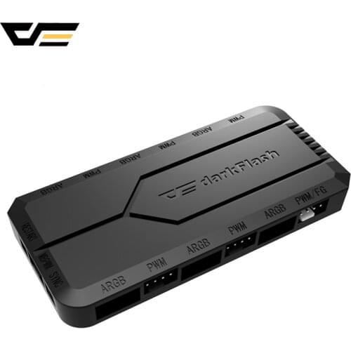 Darkflash PWM Controller AURA RGB 5V 3Pin SATA Power Port 6 ARGB Ports 6 PWM Ports for PC Case fan Control fan lights speed