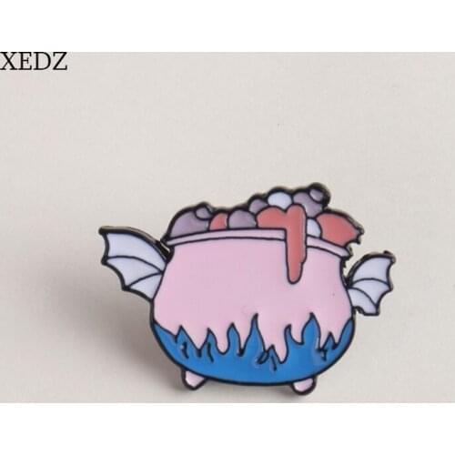 XEDZ Fun Jewelry Candy Stove Enamel Brooch Blue Flame Wings Big Cylinder Childrens Cartoon Badge Backpack Jewelry Gift