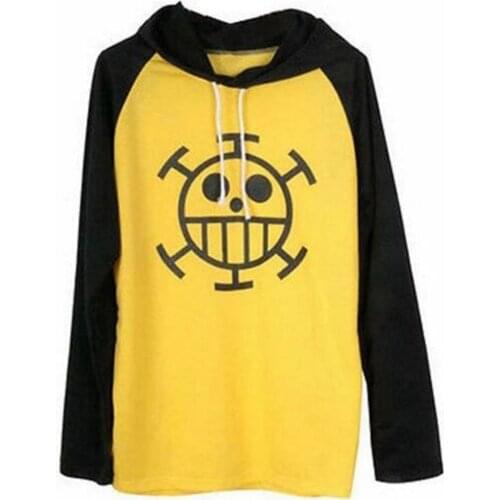 One Piece Trafalgar Law Yellow T-Shirt Anime Cosplay costume long sleeve hoodie hooded Tshirt