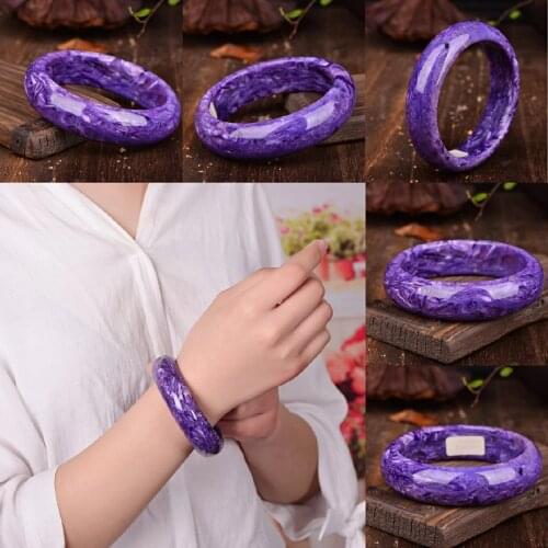 AA+ Natural Charoite Bangle Fine Jewelry For Women Inner Diameter 58-60mm Round Natural Stone Fashion Bracelet Bangle
