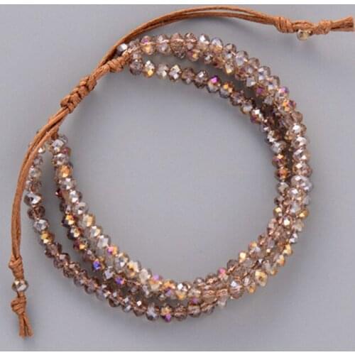 Crystal Bracelet Plated Bling Bling Cristal Bead Braided Bracelet Multi-Layer Beaded Bohemia Stackable Bracelet Women Dropship