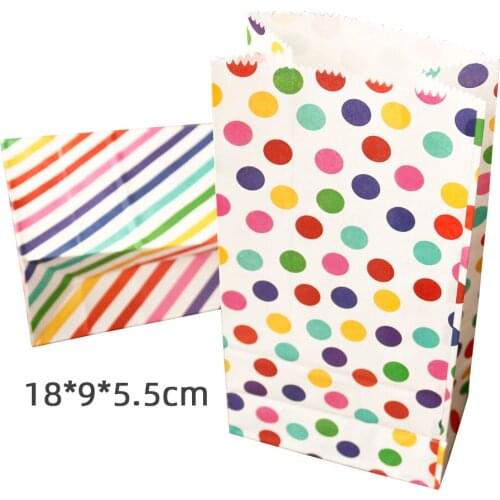 10pcs Rainbow wave dots paper bag Gift Bags packing Biscuits candy Food bread Cookie Bread Nuts Snack Baking Package