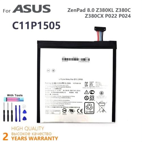 100% Original 4000mAh C11P1505 Tablet PC Battery For Asus ZenPad 8.0 Z380KL Z380C Z380CX P022 P024 Batteries Batteria With Tools