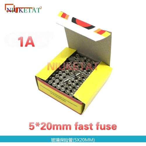 100pcs/box 5*20mm 1A 250V Fast fuse 5*20 F1A 1000mA 250V Glass Fuse 5mm*20mm New and original
