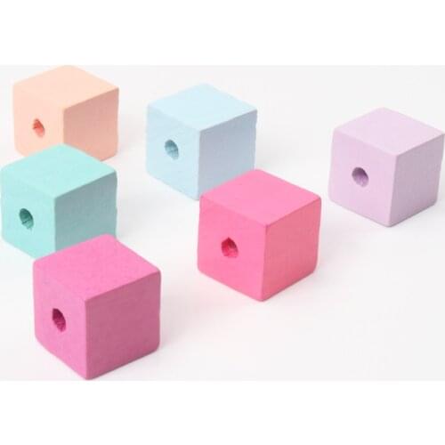 15mm 20mm Mixed Square Pattern Wooden Cube Unfinished Geometric Natural Spacer Beads For Jewelry making DIY 10pcs MT2028