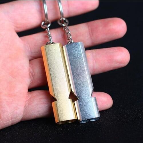 2pcs 5pcs Outdoor Alloy Aluminum Double-frequency Emergency Survival Whistle Keychain Outdoor Tool